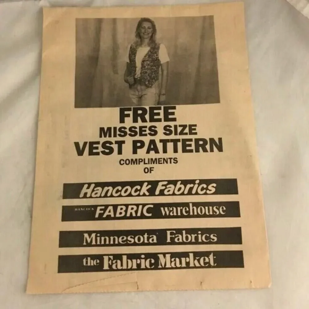 #1442 HANCOCK FABRICS MISSES WOMENS VEST SEWING PATTERN VINTAGE